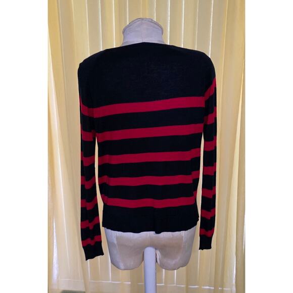 Zara Sweater Womens Small Red Black Stripe Size S - Picture 2 of 5